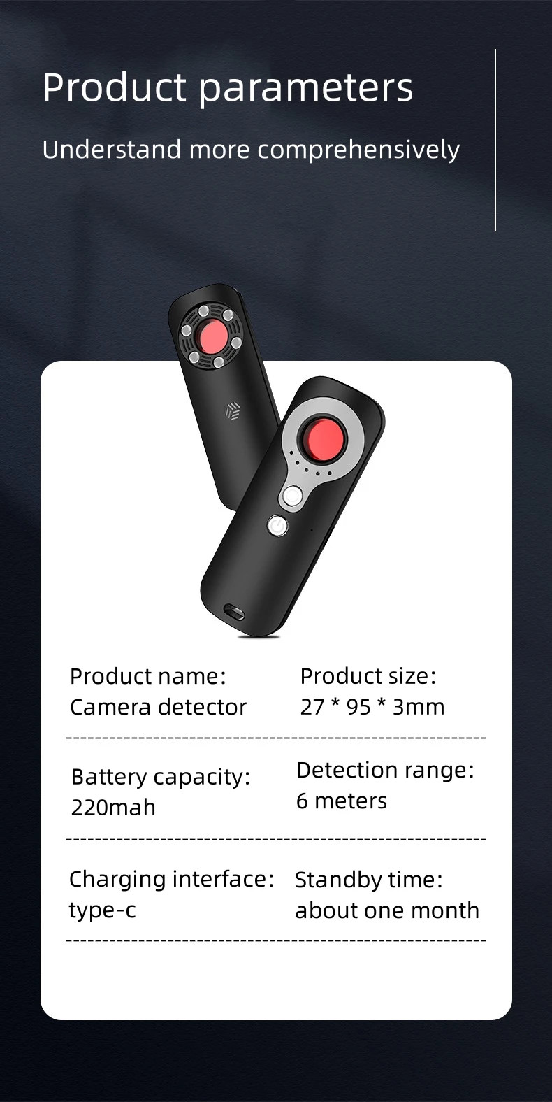 Anti Candid Detector de câmera, luz noturna infravermelha, Dispositivo Anti-Peeping Escondido, Anti-Spy, Rastreador de sinal GPS, Hotel