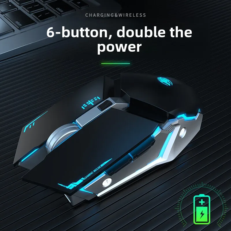 EWEADN G307 Wireless Bluetooth Dual Mode Mouse Mechanical Feel Rechargeable Bass Gaming Mouse Eating Chicken