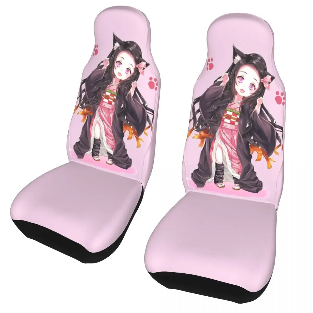 Nezuko Cute Cat Universal Car Seat Cover Four Seasons For SUV Demon Slayer Car Seat Covers Fabric Car Accessories