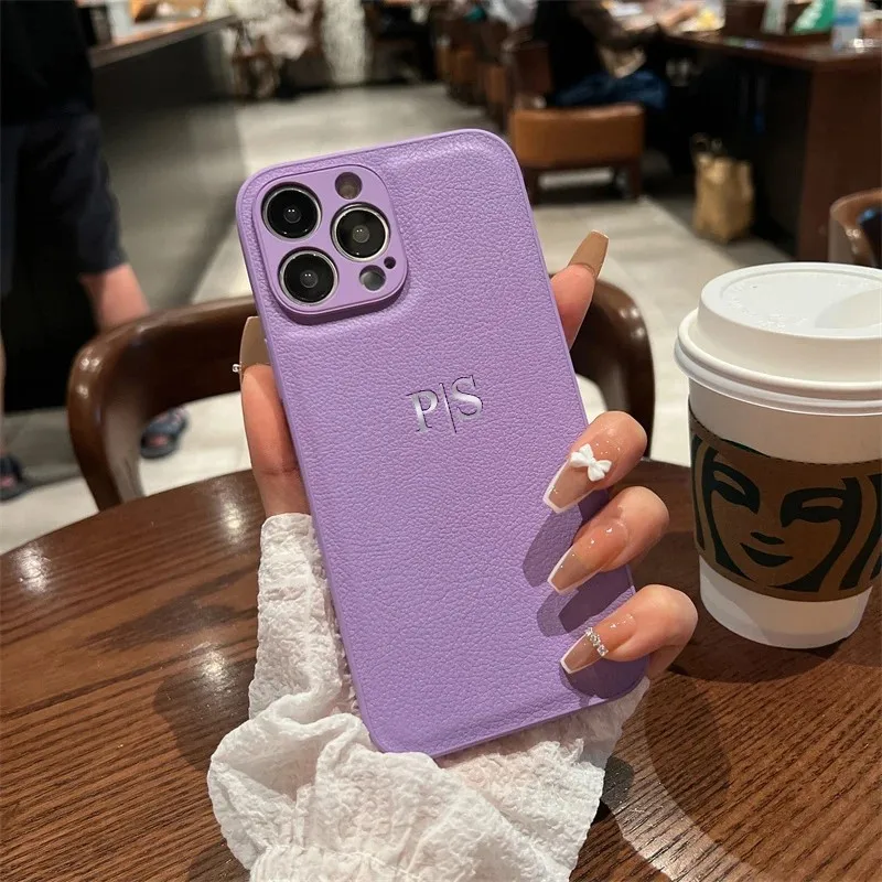 Personalised Initials Name Letters Leather Case For iPhone 17 12 13 11 14 15 Plus 16 Pro Max XS Max XR Shockproof Custom Cover - Image 5