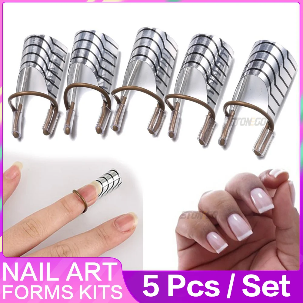 5 Stück wieder verwendbare Nail Art Extension Formulare Guide Protector Stone go Nagels pitzen Acryl UV Gel Protector Französisch Nagel formen