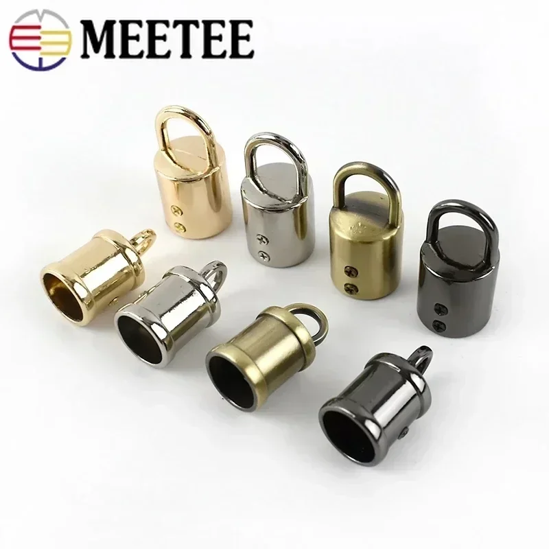 Meetee 5/10Pcs 11mm Bag Metal Buckle Handbag Strap Tassel Fringe Cap Clasp Hanger Cords Lock Stopper DIY Hardware Accessories