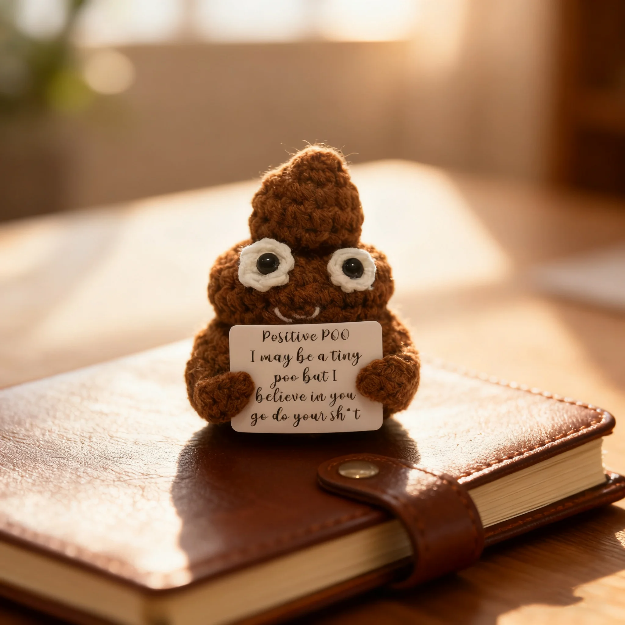 Funny Positive Poop Hug Pocket Hug Mini Handmade Crochet Humorous Amigurumi Cute Desktop Decoration Birthday Holiday GiftDecorat