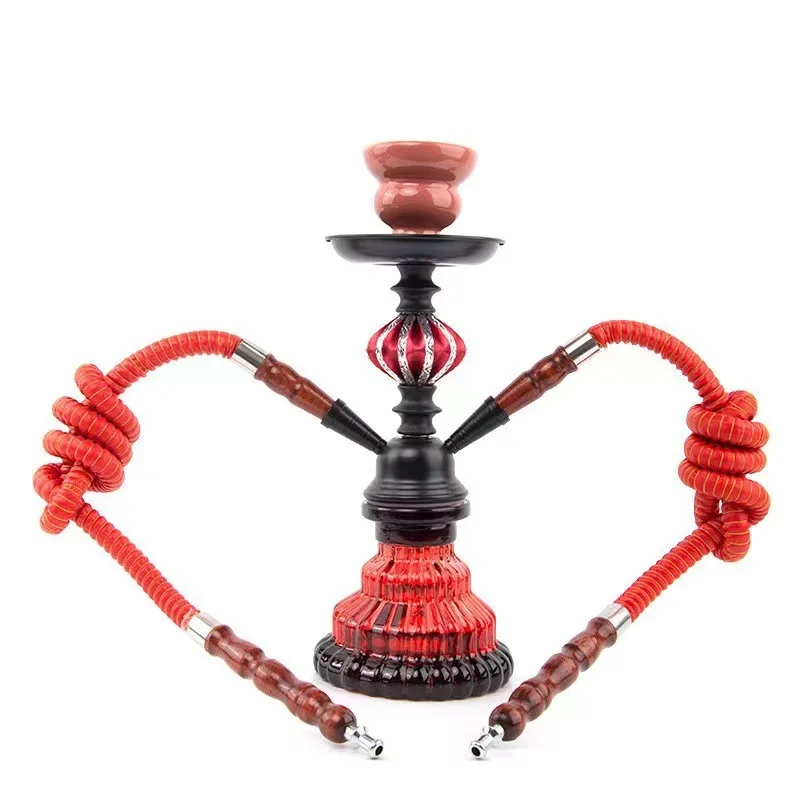 

Small Portable Shisha Hookah With Double Tubes Hookah Full Set Aluminum Ball Decora Shisha Hookah For Party