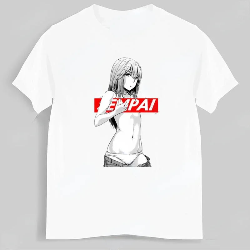 Vintage Anime Senpai Ahegao Graphic Tshirts Japanese Harajuku Manga T-shirt Women Men Summer Casual Cartoon Camisetas Ropa Mujer