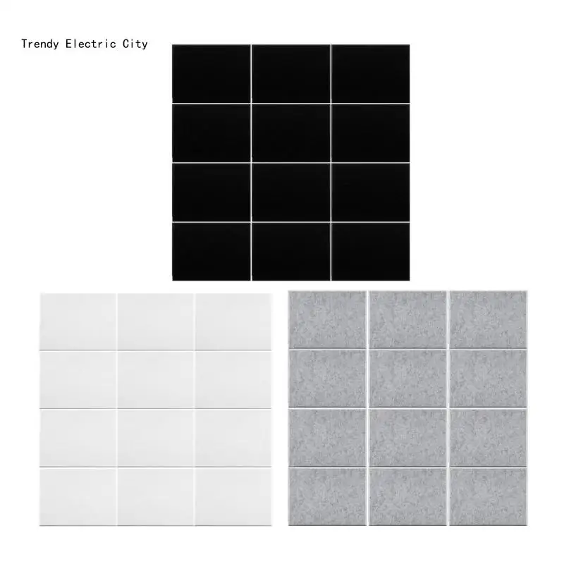 R9CD Set of 12 Acoustics Foam Wall Tiles Rectangular Foam Panel Polyester Fiber Wall Panels for Quiet Study Spaces Libraries