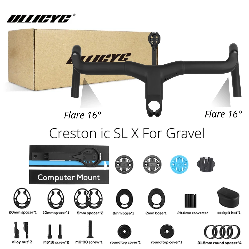 AliExpress ULLICYC Creston IC Sl x Full Internal Cable Routing Road Handlebar T1000 Carbon Integrated Gravel Cockpit Di2 With Mount