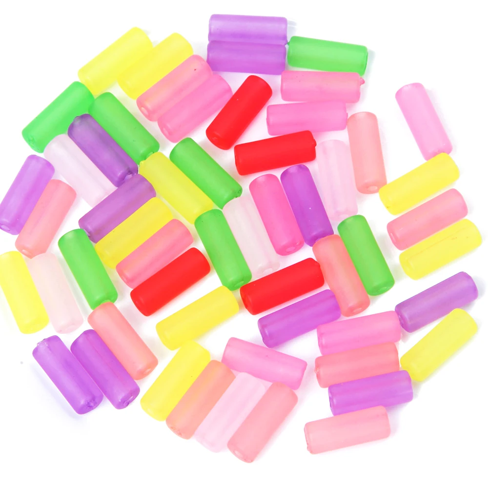 50 pieces  frosted transparent tube beads cylindrical straight hole Beaded DIY hand Necklace Bracelet bead spacer material