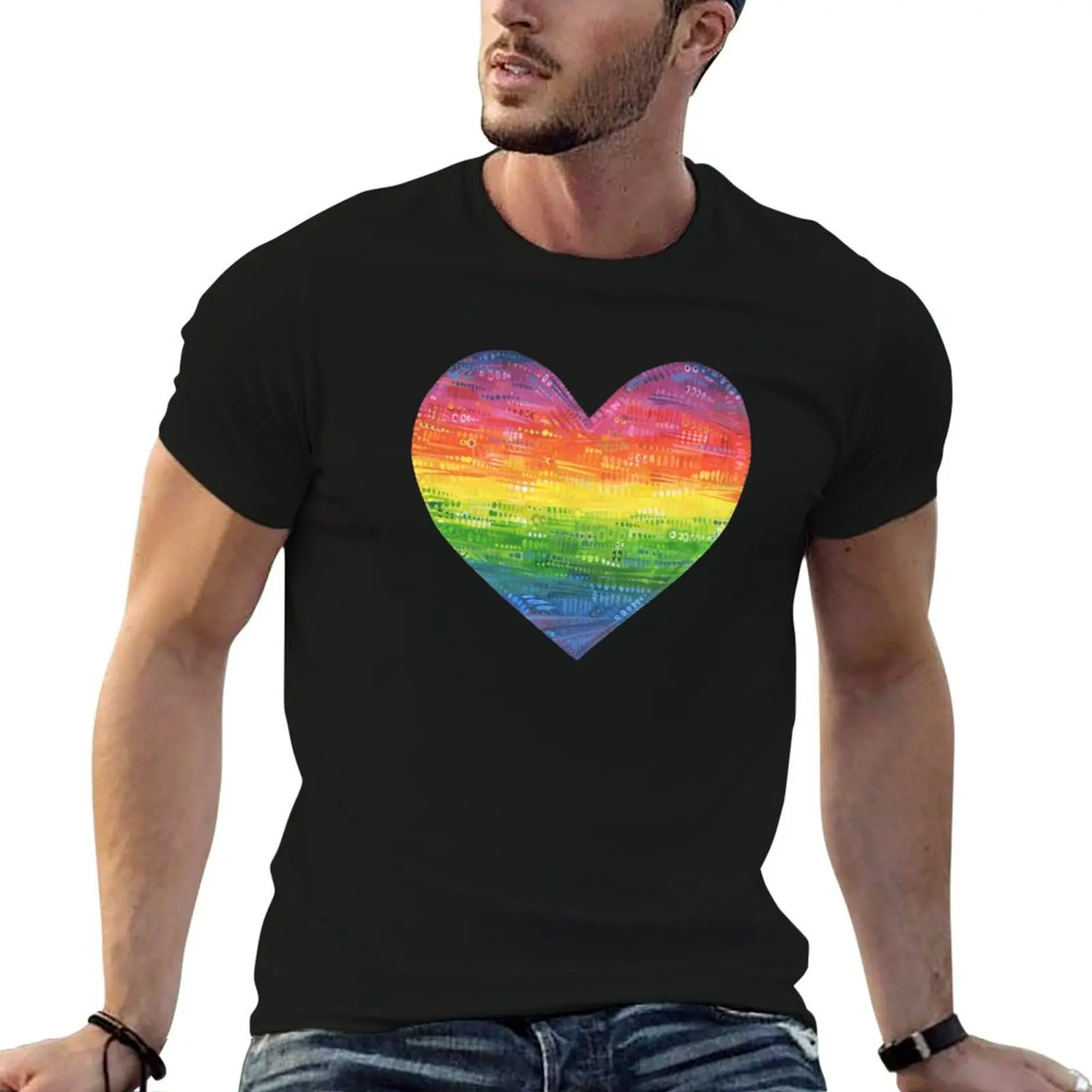 

T-Shirt shirts cotton Heart t graphic t man luxury man shirt Rainbow shirt 100% t