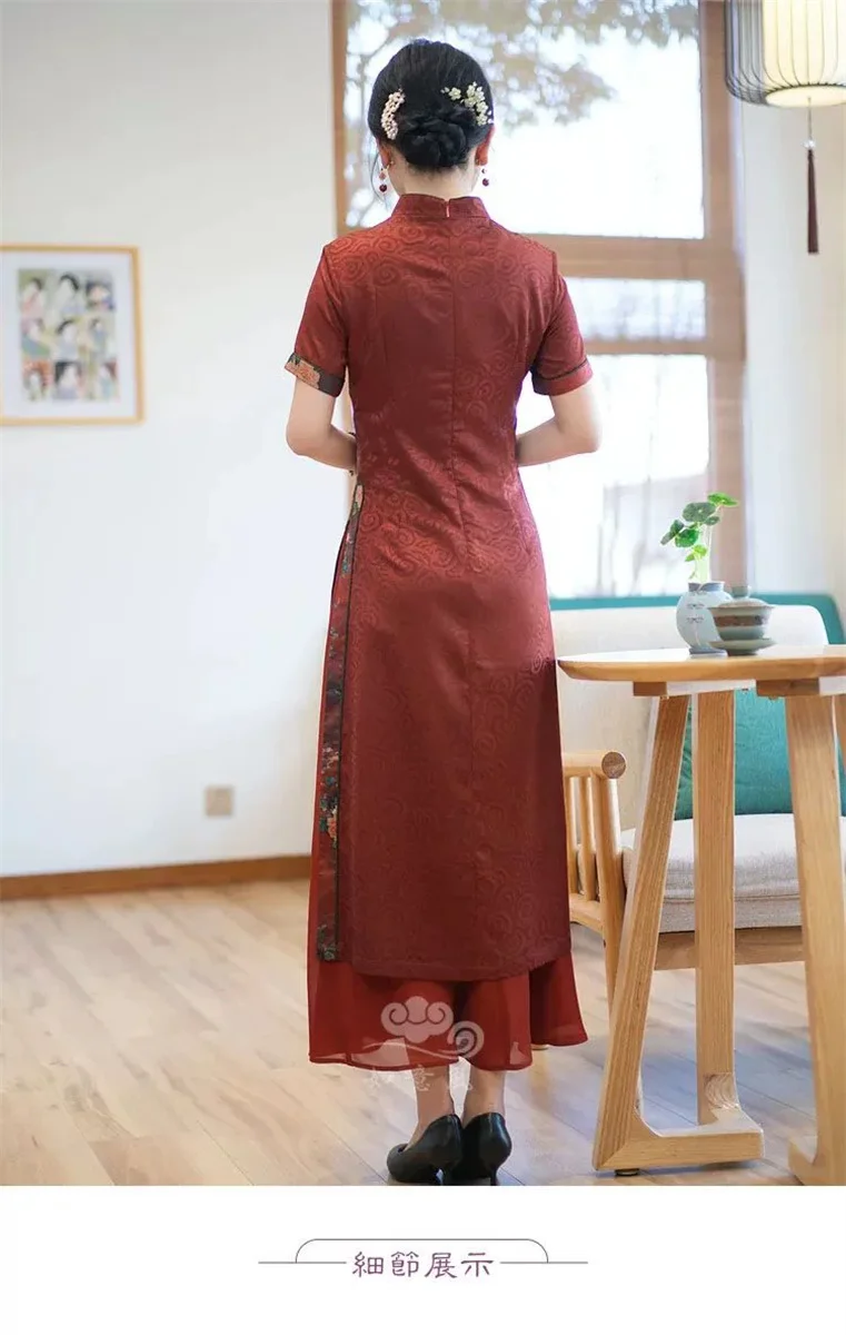 Xia Aode Qipao vestido largo adelgazante de cintura de estilo chino para mujer, temperamento retro