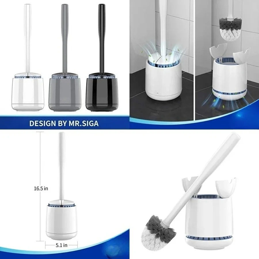

Toilet Bowl Brush and Holder, Premium Quality, with Solid Handle and Durable Bristles for Bathroom Cleaning, White, 1 Pack