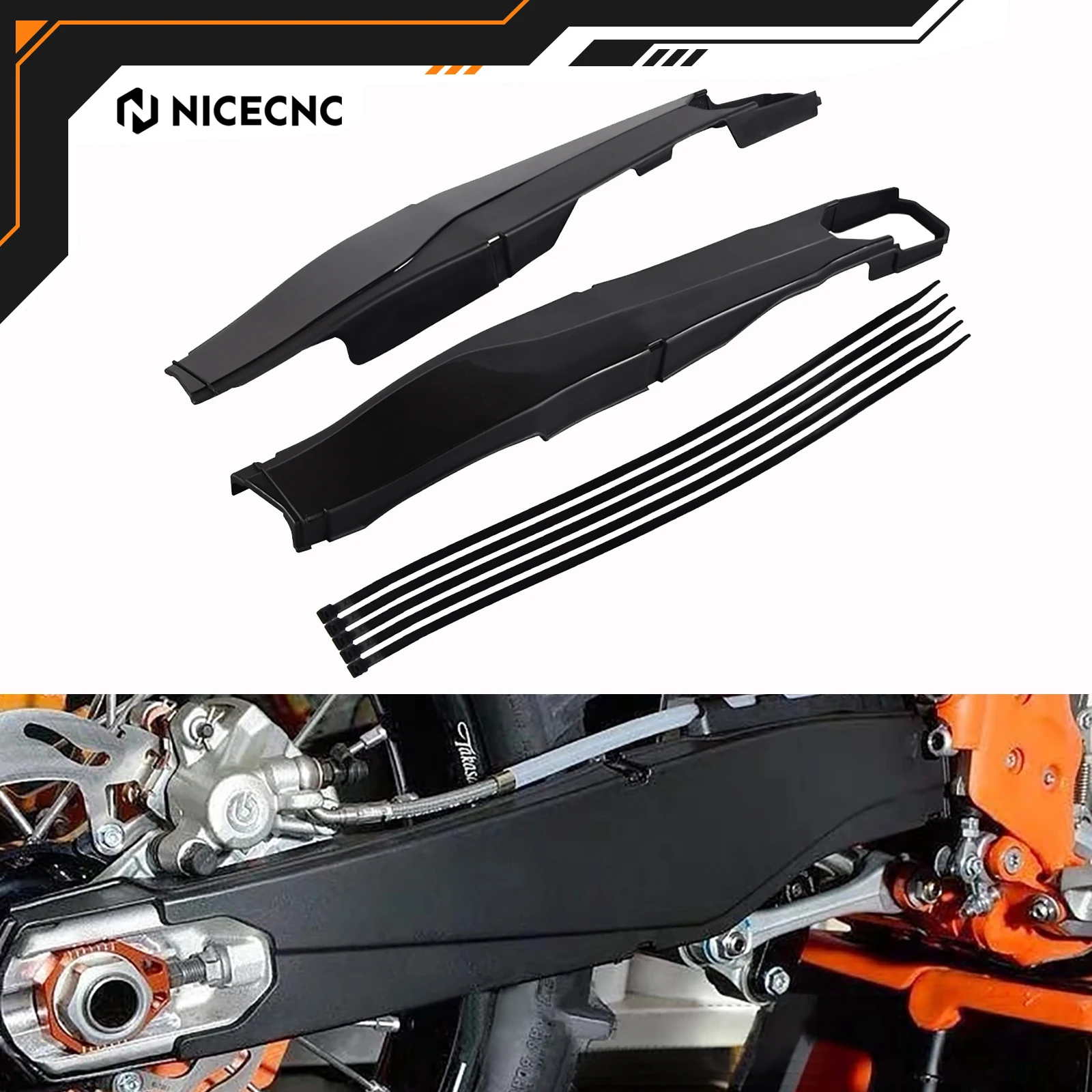 NICECNC para KTM EXC 300 EXC-F 350 XC-W 500 XCFW 450 EXC 250 XCW 300 EXCF 450 2012-2023 Protector de brazo basculante plástico ABS resistente