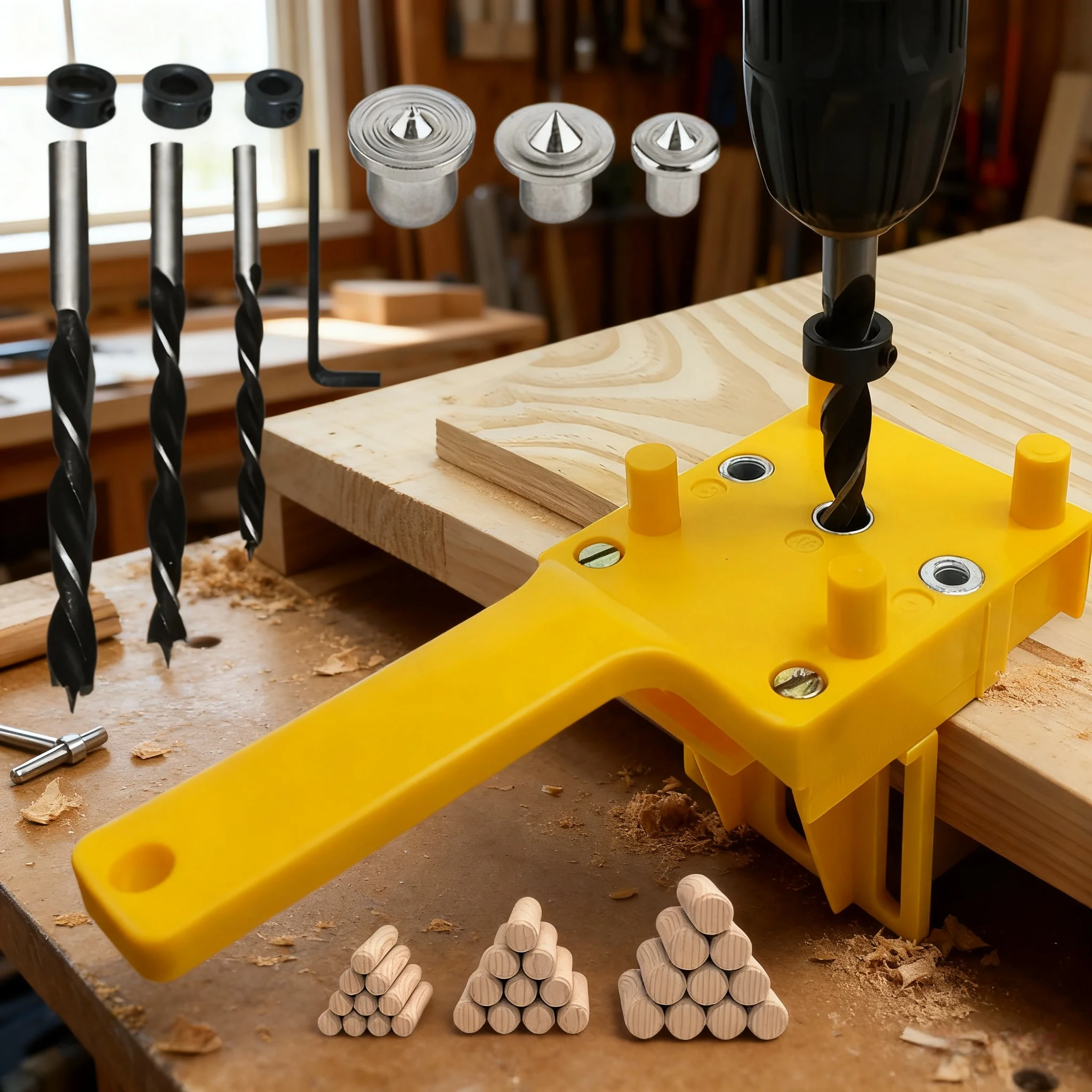 1pc/41pcs Woodworking Dowel Jig Pocket Hole Punch, ABS Plastic Handheld Punch Tool Hole Drill Guide Jig for Carpentry Locator