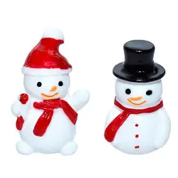 10pcs Cute Mini Christmas Snowman Figurines Christmas Decor For Dining Rooms Mini Snow Doll Resin Snow Desktop Ornaments