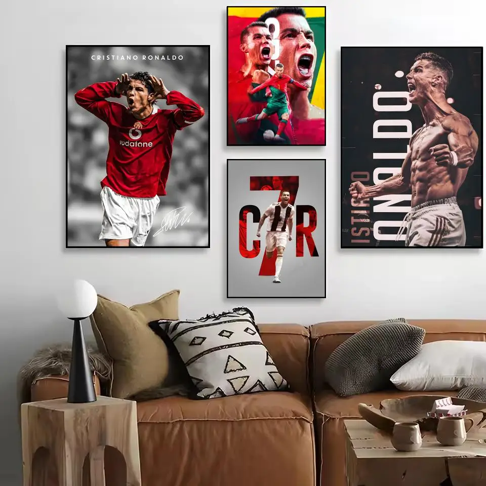 Football R-Ronaldo Star  Painting Calligraphy Canvas Poster Wall Art Prints for Living Room Bedroom Office Home Decoration Gift