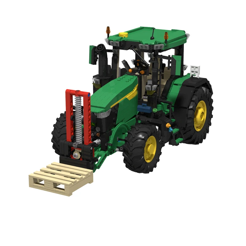 Classic Building Block European Pallet Agricultural Machinery Tractor Front Loader Model, 2120 Pieces, Fun Toy, New Year Gift