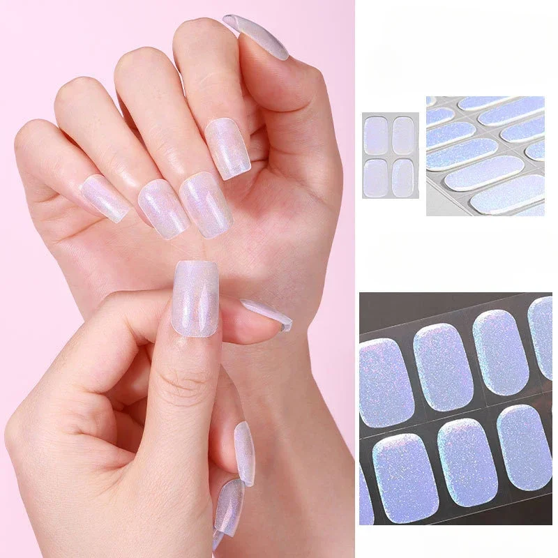 Semi Cured Gel Nail Strips Waterproof Self Adhesive Nail Sticker Gel Polish Stickers for Nails Long Lasting