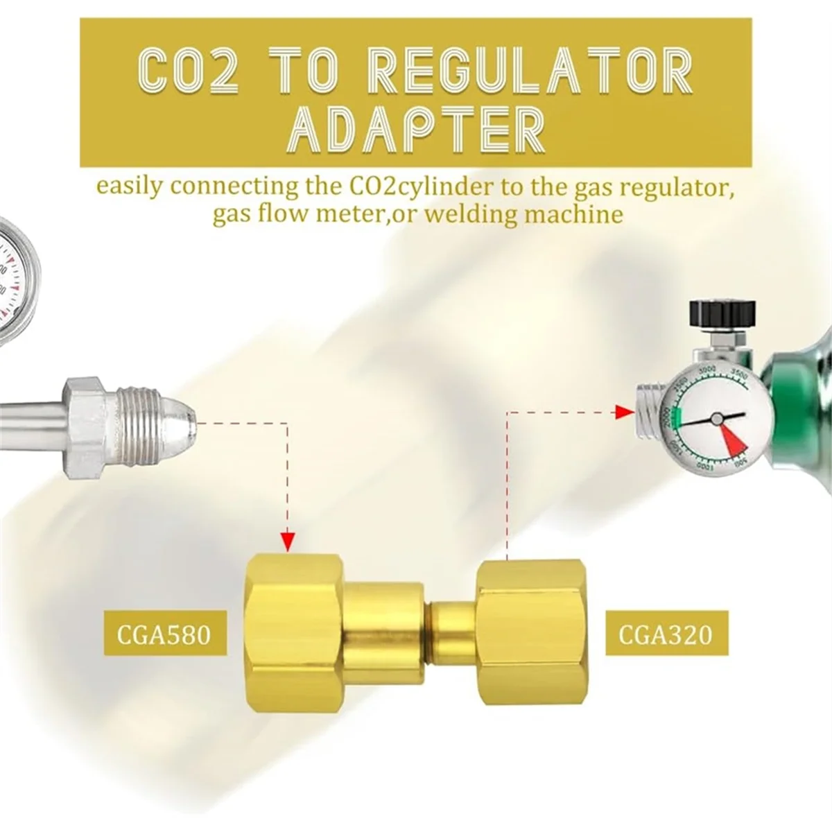 

AA25 CGA-320 to CGA-580 Adapter, Carbon Dioxide Bottom to Nitrogen Regulator Flowmeter Thread Converter