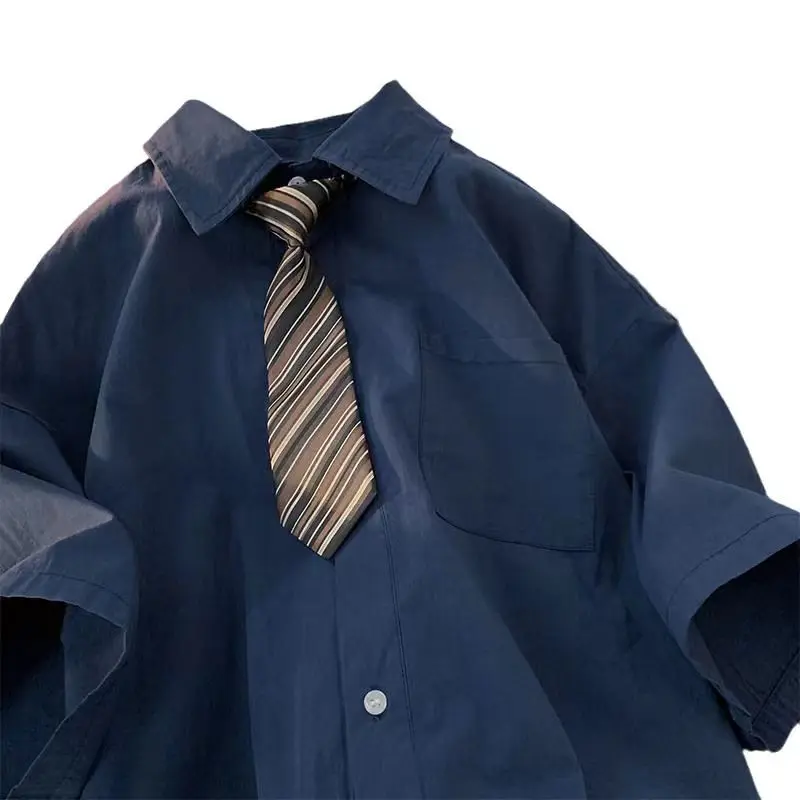 E-BAIHU Braune Vintage-Blusen für Damen, japanisches Stadtmädchen, kurzärmelige Hemden, Übergröße, Fünf-Punkt-Ärmel, DK-Uniform, Blusas – Detail 8