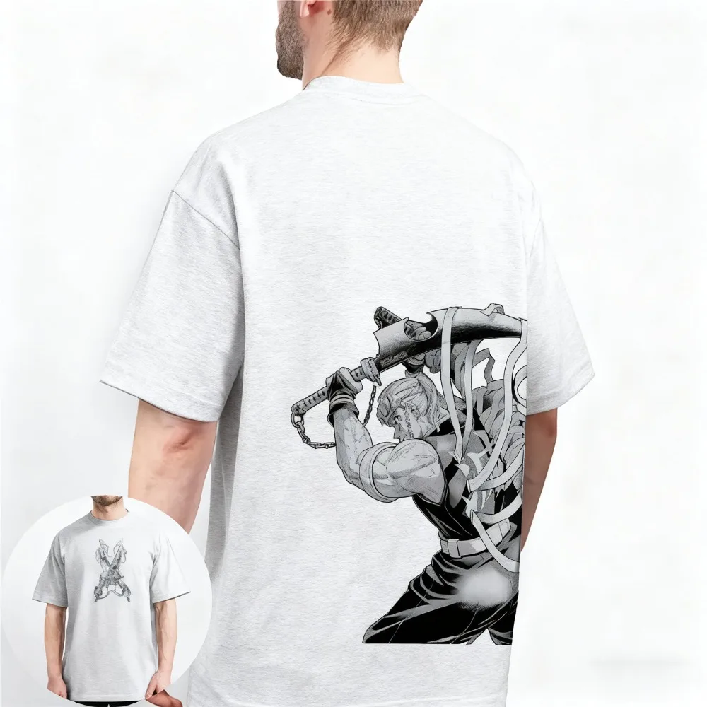 

Tengen Uzui футболка с короткими рукавами и принтом «Убийца демонов», японское аниме, летняя мужская трендовая футболка, универсальный мягкий топ для родителей и детей для мальчиков