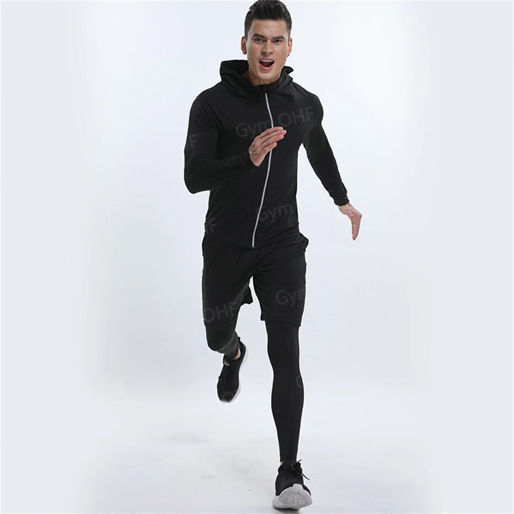 JOOLA sports fitness suit set men's quick drying tight fitting running training suit moisture wicking and breathable