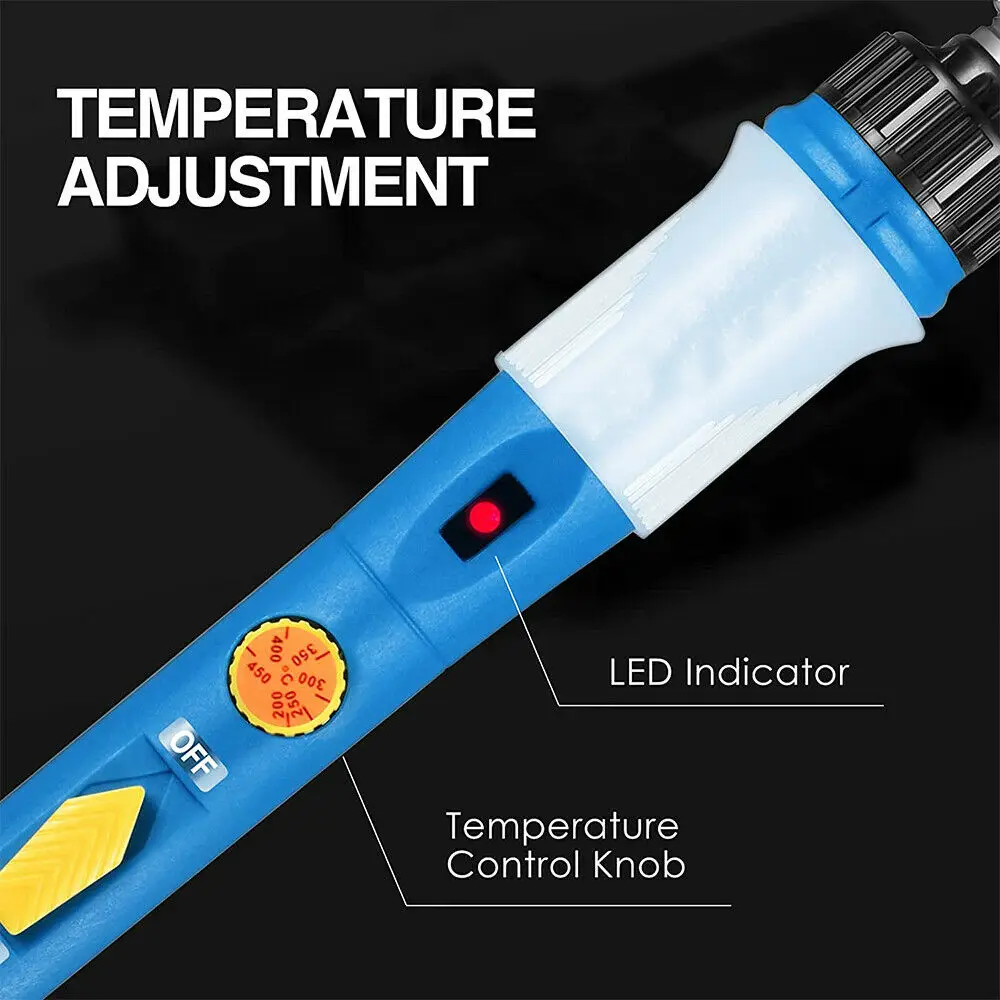 온도 조절 가능한 전기 납땜 인두 키트, 멀티미터 용접 도구 키트 포함, 110V, 220V, 80W