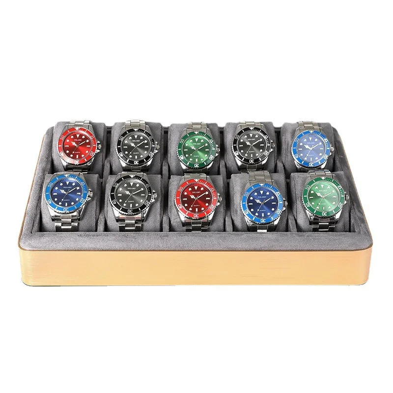 10 Grids Watch Storage Box Metal Round Edge Jewelry Organizer Tray Men's and Women's Wrist Watch Display Prop