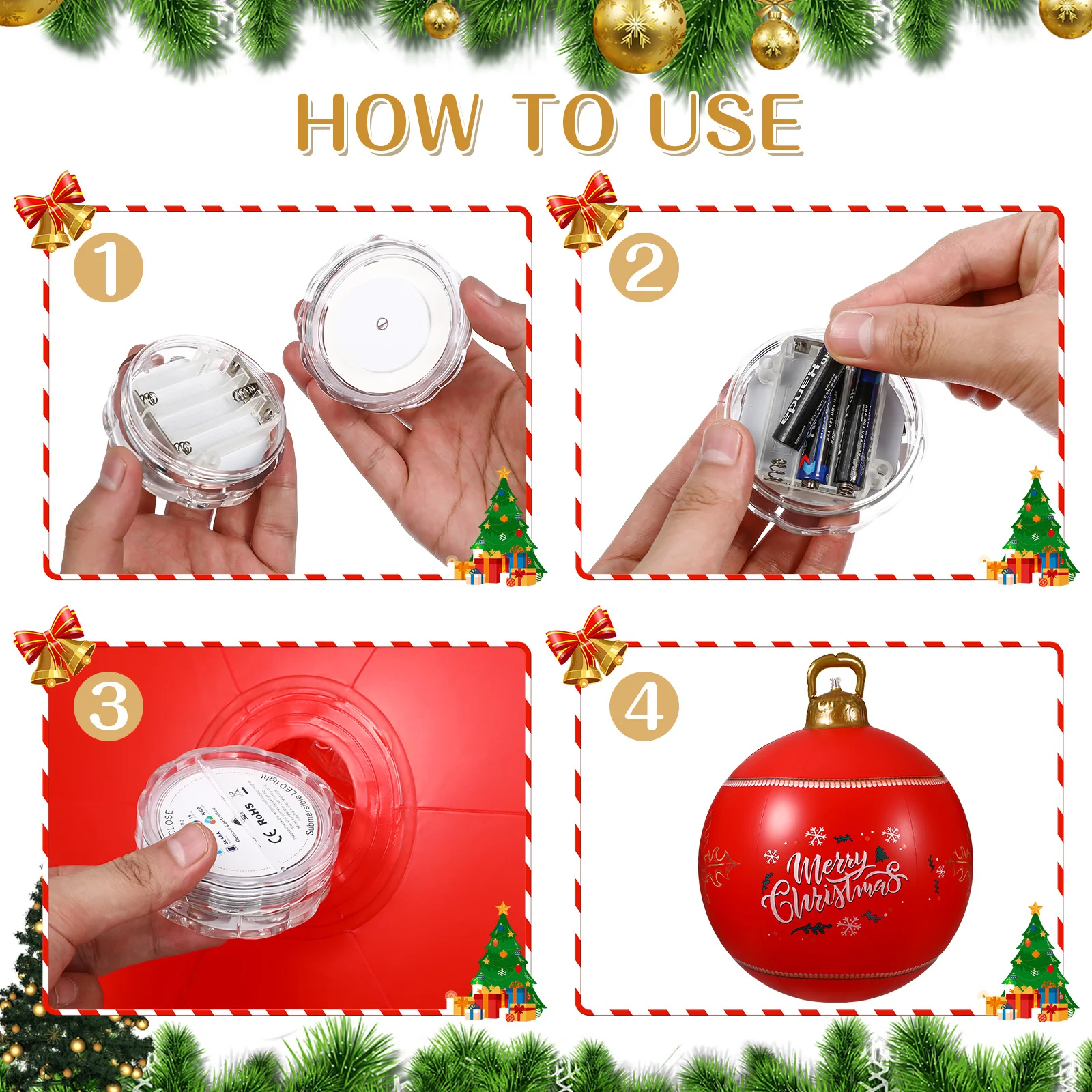 

1Set LED Light Up Inflatable Christmas Ball Multicolor Remote Control for Outdoor Indoor Xmas Party Decoration Festive Decor