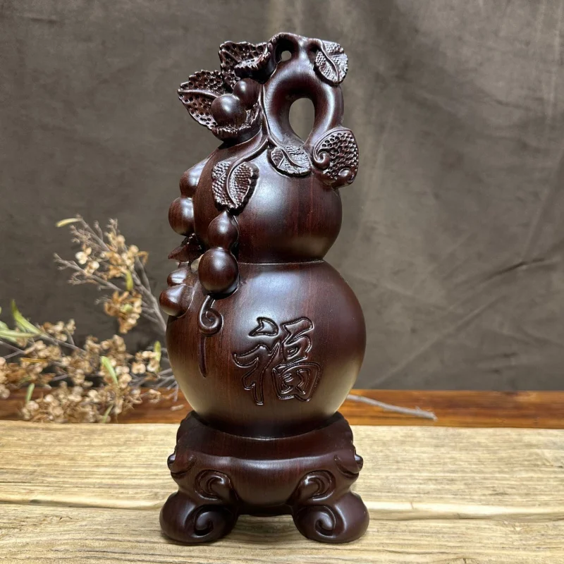 

Резное украшение из черного дерева в форме тыквы удачи, декоративное изделие из красного дерева для дома, гостиной, ТВ-тумбы, офиса, подарок