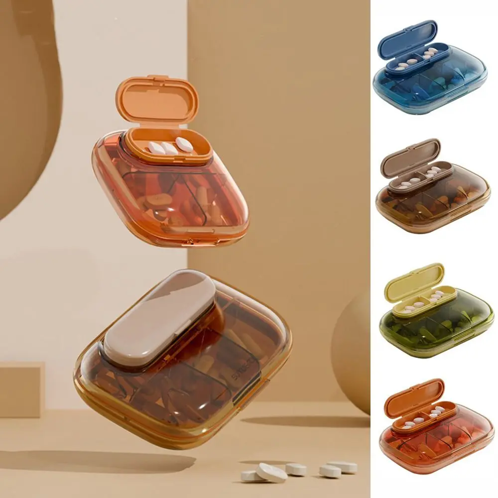 Tragbare Kunststoff-Pillendose mit 4/6 Gittern, großes Fassungsvermögen, kleine Medizinbox, versiegelt, staubdicht, Pillenspender für Reisen