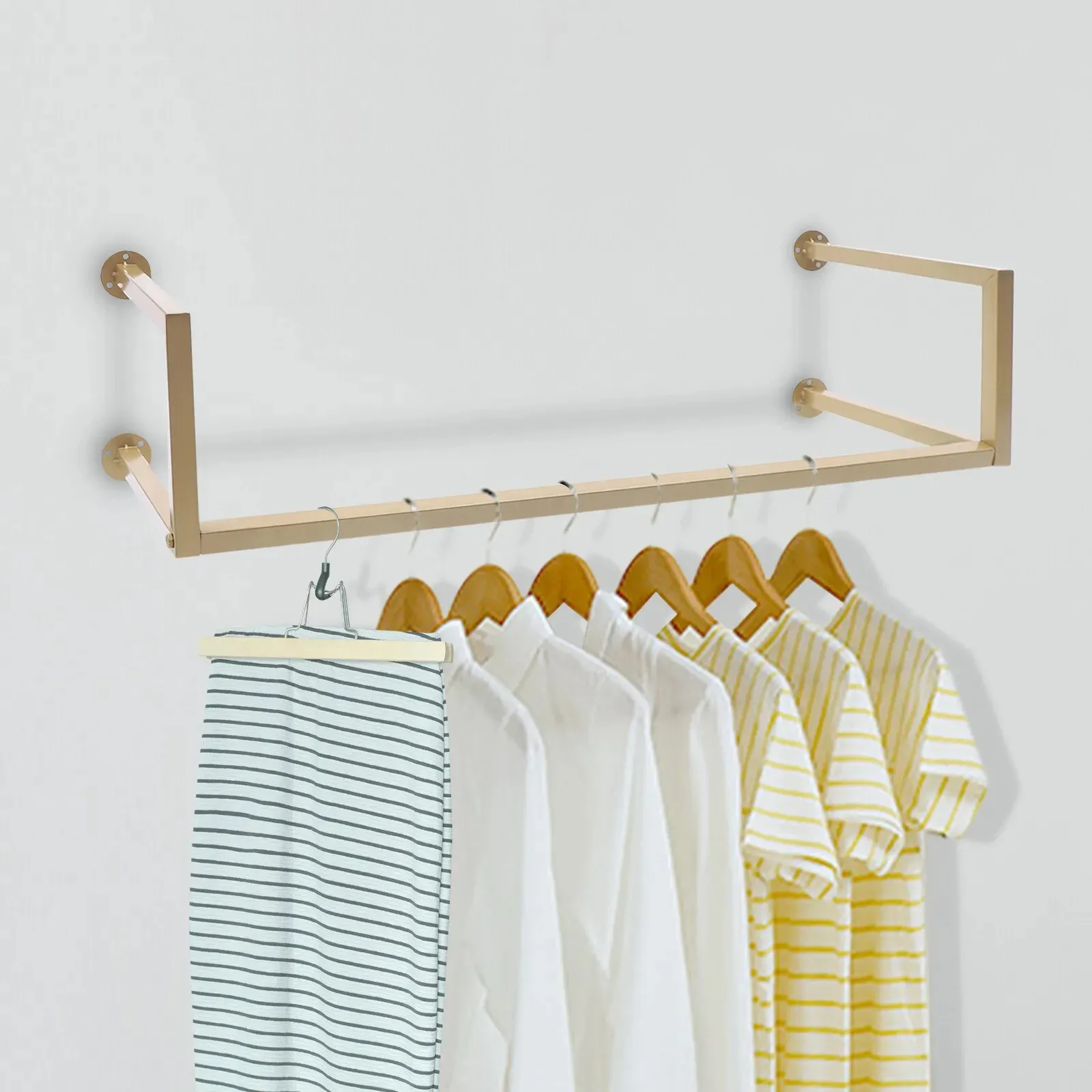 39inch Gold Wall-mounted Metal Clothing Display Rack Clothes Hanging Rack Hanger