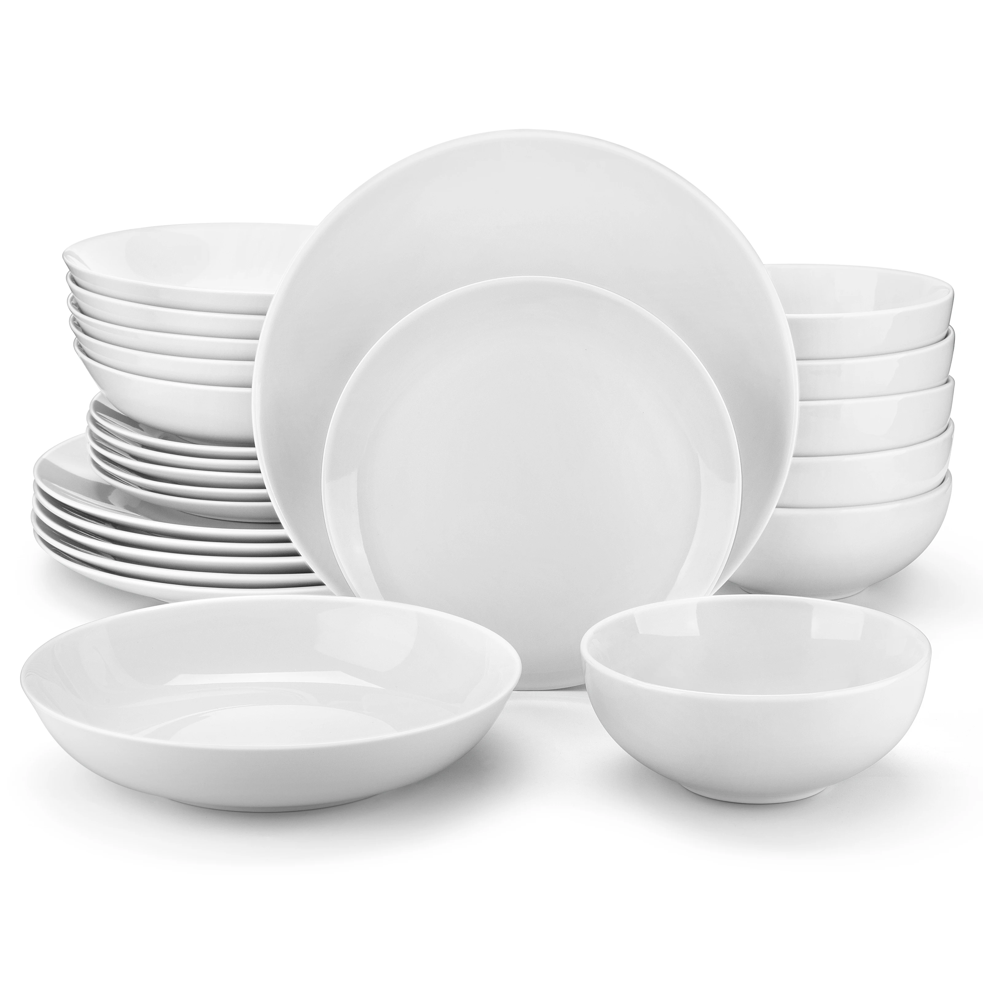 MALACASA AMELIA 24/48 Piece Porcelain Plates Sets with 12*Soup Dinner Plates Dinnerware Set Service for 12/24 Person