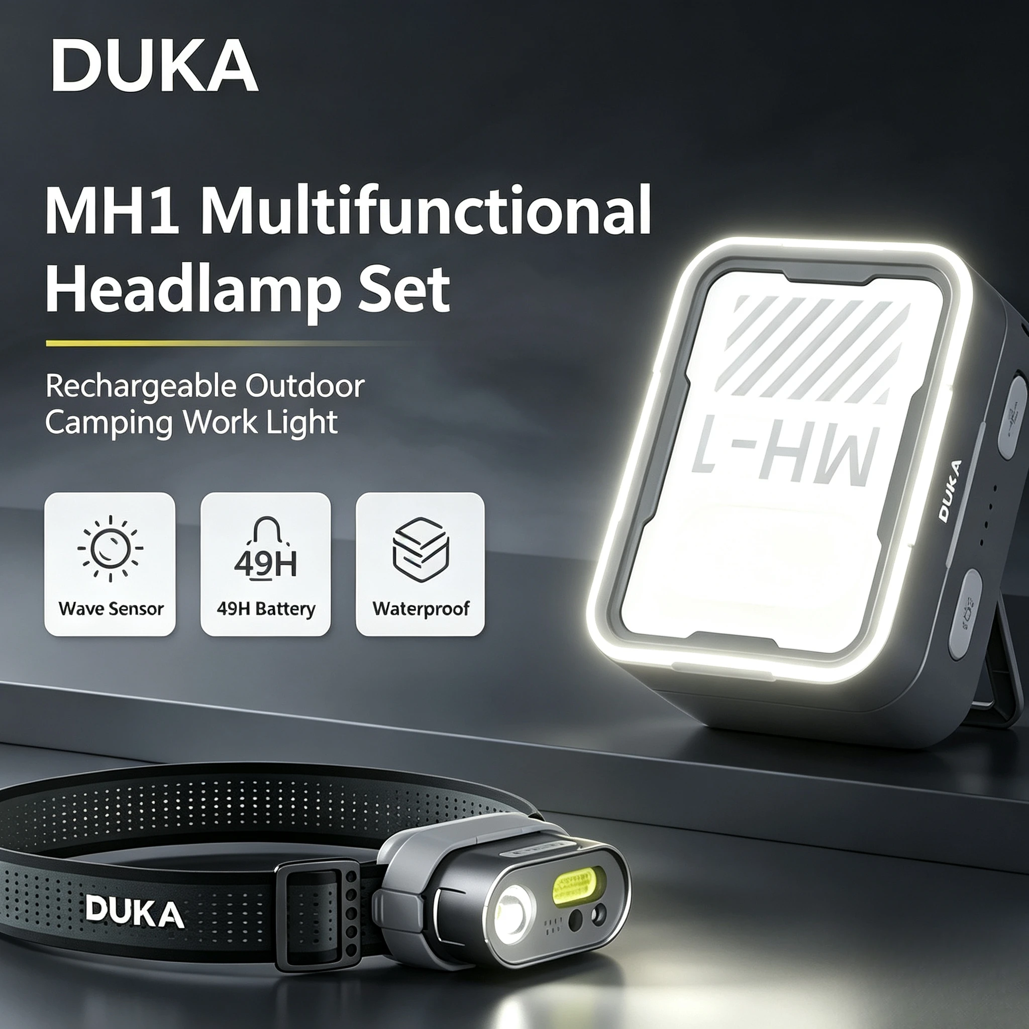 Youpin DUKA ATuMan MH1 Intelligente Multifunktions-Stirnlampe mit Gestensteuerung, Doppelsteuerung, Outdoor-Kopflampe, wasserdicht