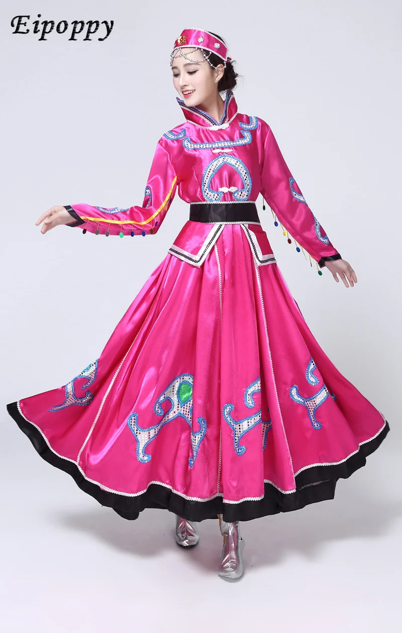 内側のモンゴリアダンスコスチューム、モノグラシアンのローブ、エスニックパフォーマンススカート、新しい