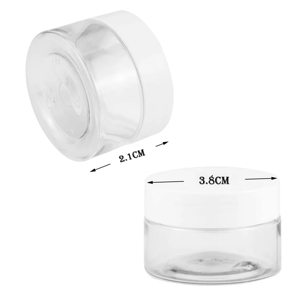 10pcs 10g/10ml Refillable Plastic Cosmetic Clear Container jars with Screw-on White Lids Sample Bottle Eyeshadow Makeup Pot