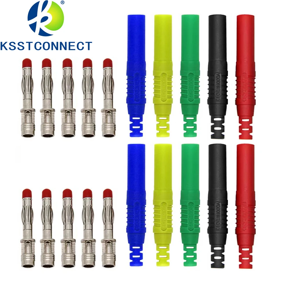 

High Quality safety Solder In line 4mm Shrouded Banana Plug DIY assembly test leads connectors