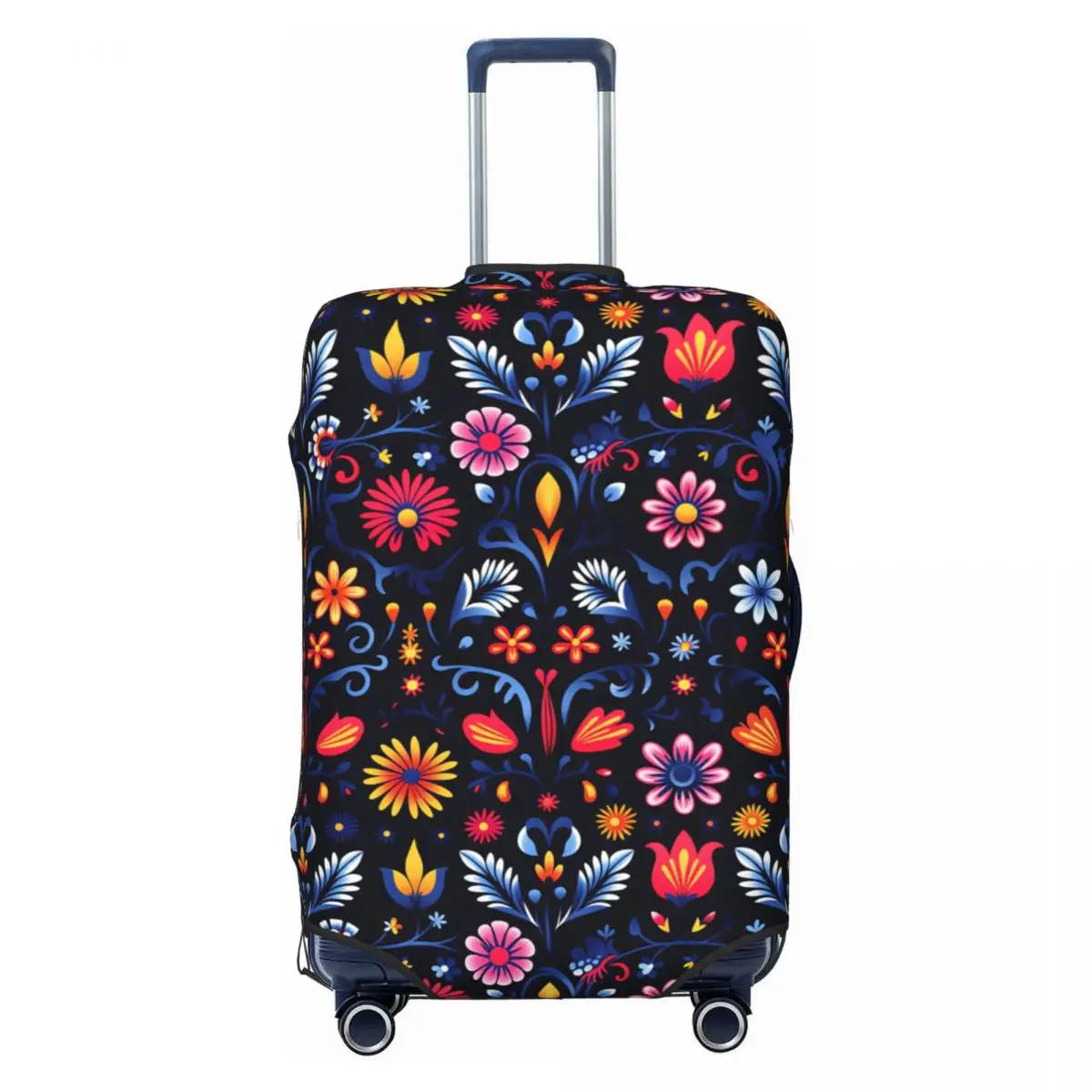 Mexican Folk Art Floral Pattern Suitcase Cover Washable Luggage Covers Protector for 18-32 inch