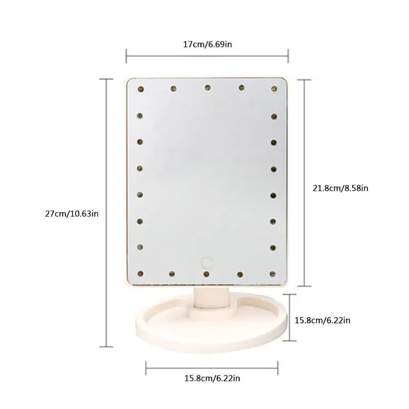 Lusterko do makijażu ekranem dotykowym i podświetlanym biurkiem, obrotowe lusterko do makijażu o 360°