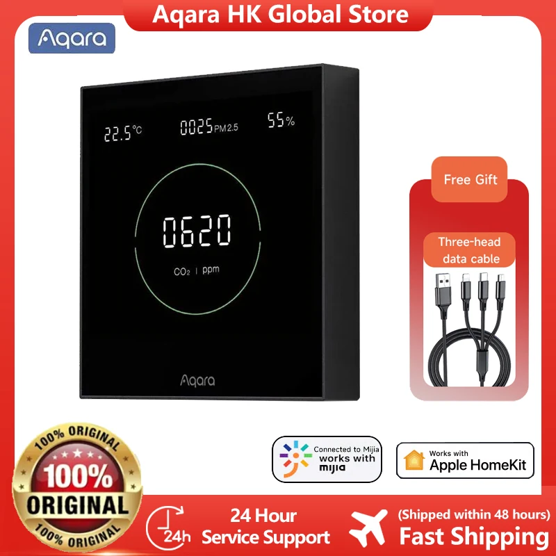 

NEW Aqara Air Quality Monitor Panel S1 Omni Directional Air CO2 PM2.5 Temperature Humidity Monitoring For Homekit Aqara Home App