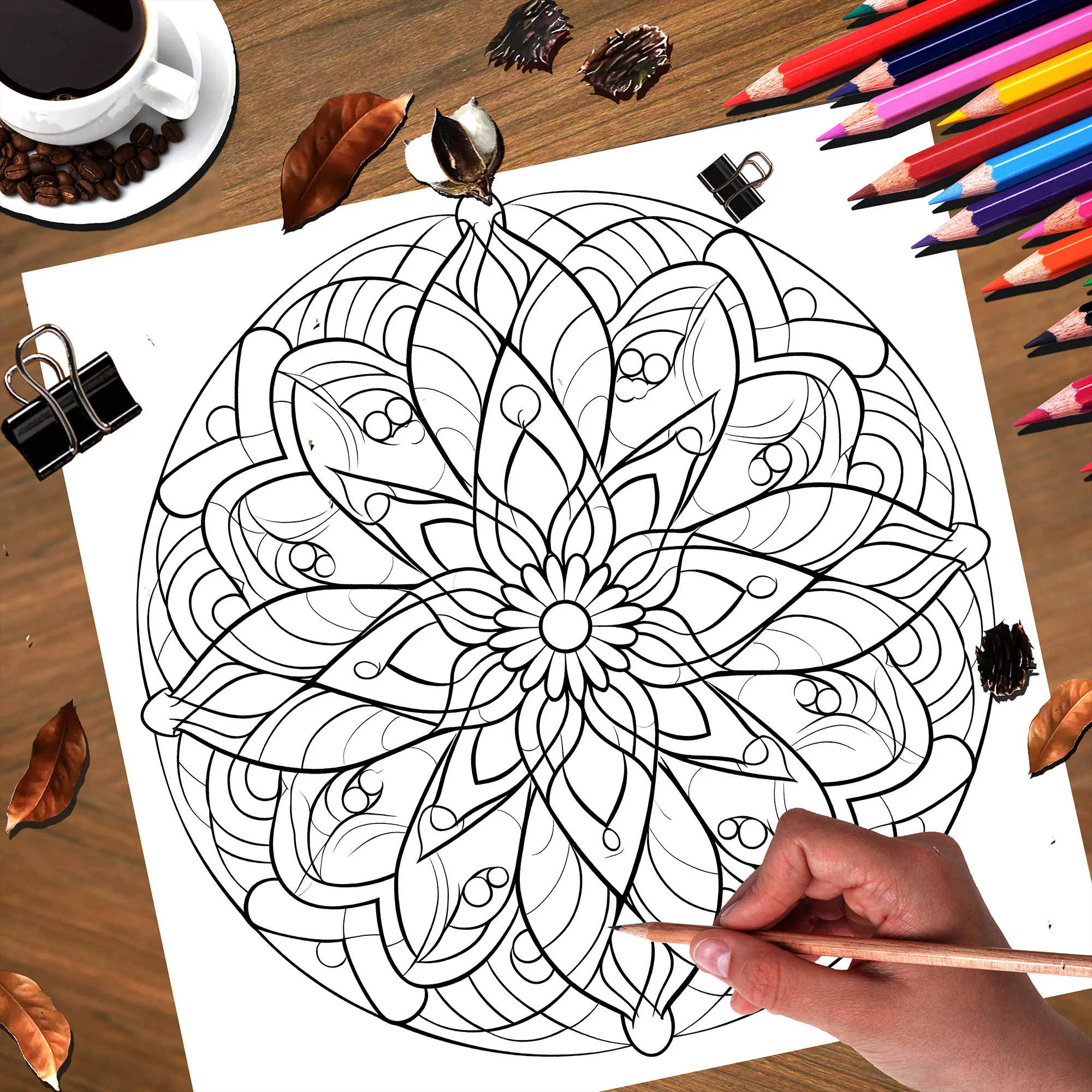 High-Quality Patterned Colouring Book for Stress Relief - Dark Color Palette Doodling