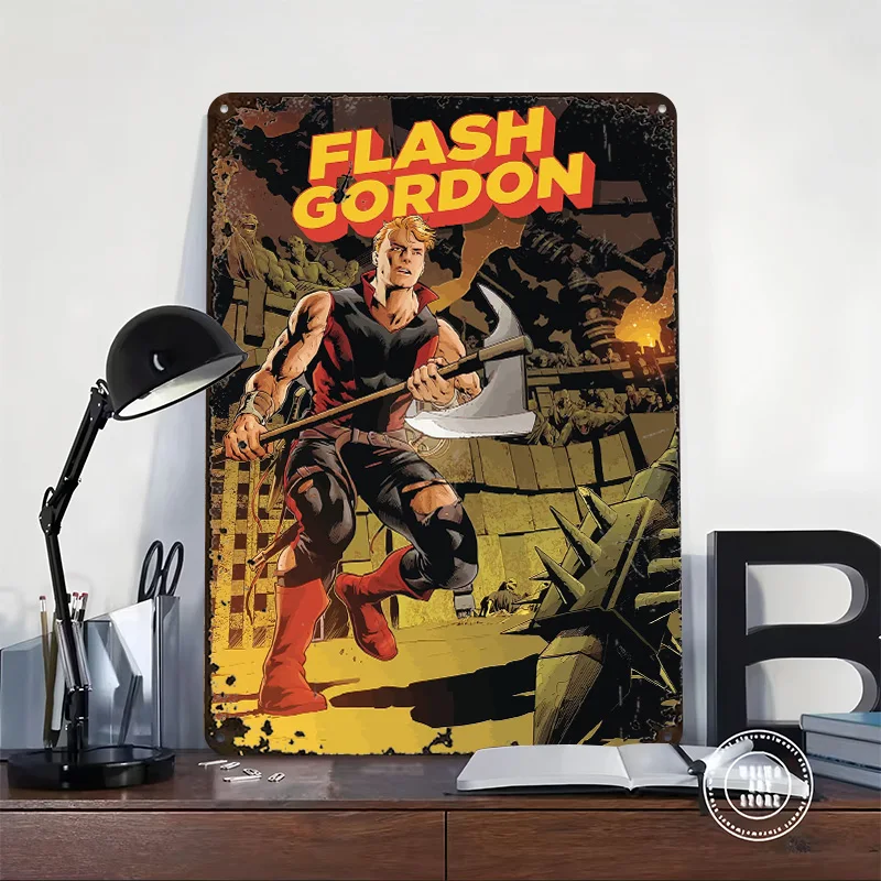 Flash Gordon Comic Book Cover Art Tinplate Poster Customized Wall Art Retro Vintage Metal Signs for Fans Home Decor Living Room