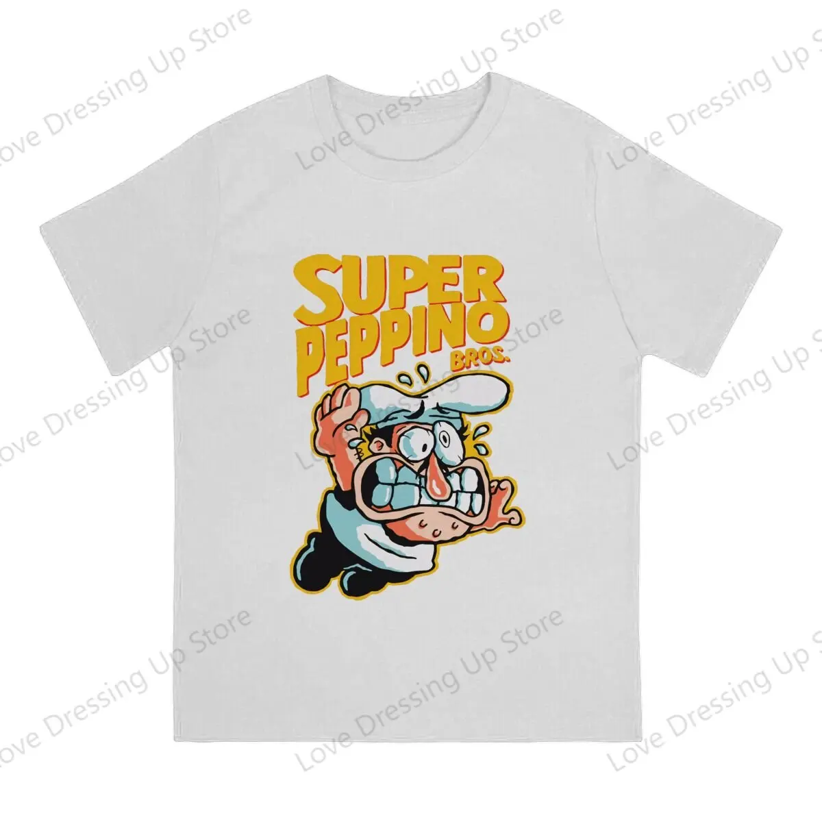 Super Peppino Pure Cotton Summer Short Sleeved  T-shirt Men Women Versatile Pizza Tower Game Summer Creativity  Tops