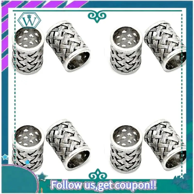 

A09P 8X Vintage Antique Bronze Hair Braid Beard Dreadlock Beads Rings Tube Viking Rune Charm Pendant For DIY Necklace Jewelry