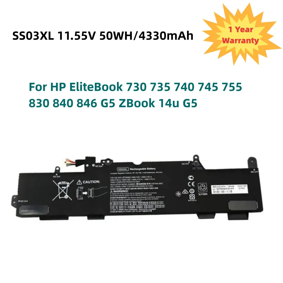 

SS03XL 50WH Laptop Battery For HP EliteBook 730 735 740 745 755 830 840 846 G5 ZBook 14u G5 HSN-I12C HSN-I13C-4 HSN-I13C-5