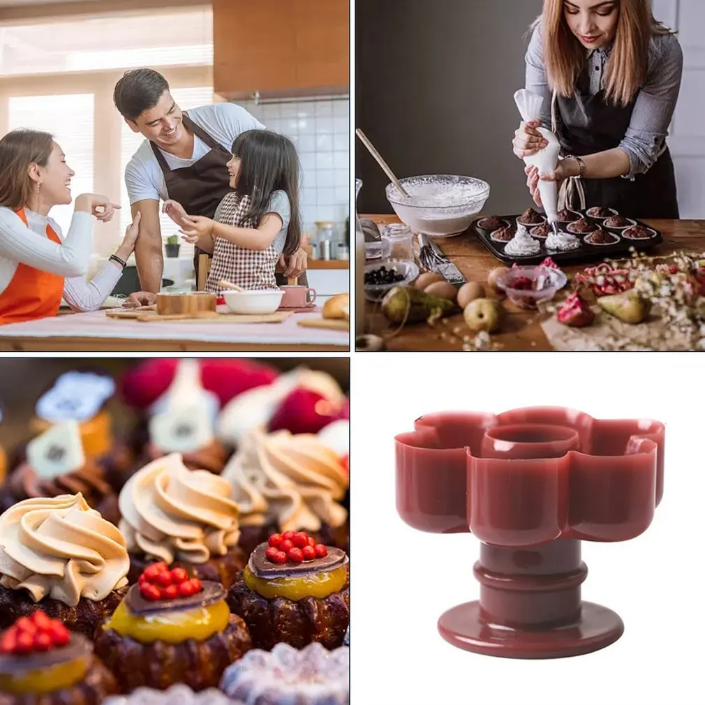 Cortador de plástico ligero para hacer rosquillas, dispensador en forma de flor, molde portátil fácil para hacer gofres, utensilios para hornear pasteles