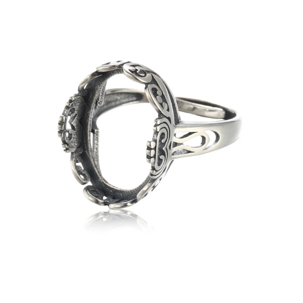 

Ring Blank (13x18mm Oval Blank) Adjustable 925 Sterling Silver Ring Setting Oval Cabochon Ring Base