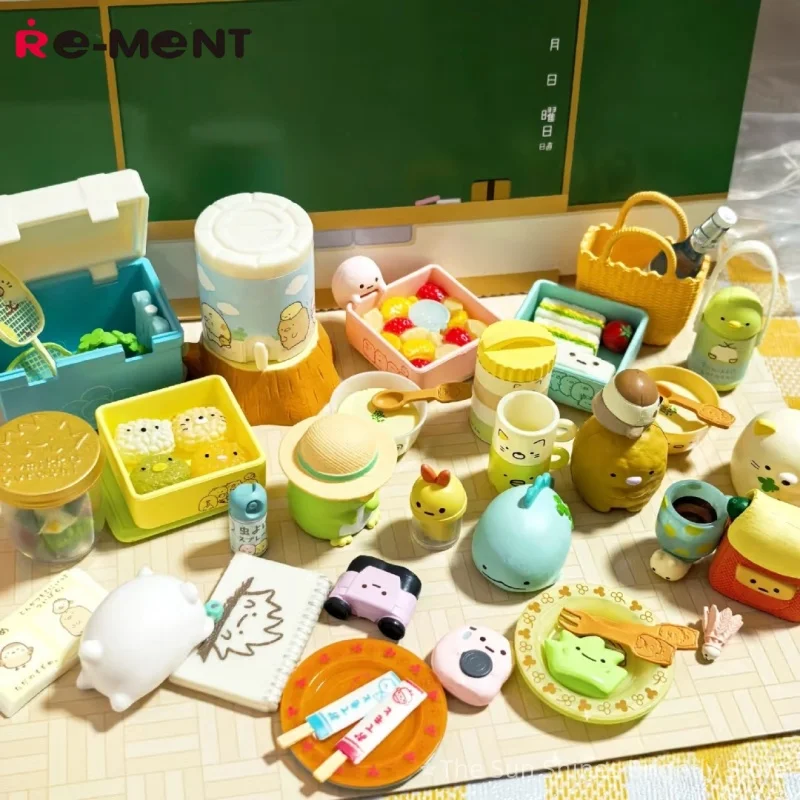 Re-Ment Spot Corner Creatures Picnic en miniatura Bento sándwich rollo de arroz y verduras caja ciega decoraciones acción juguete coleccionable