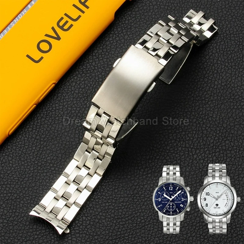 For Tissot PRC200  T17 T014430A T461 Anti Magnetic Property Brushed Texture Seamless Splicing Stainless Steel Watchband 19 20mm