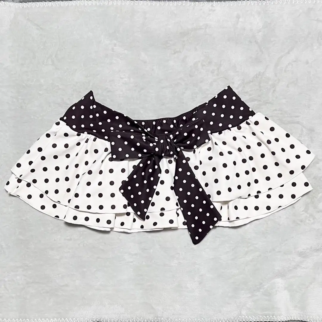 2025 جديد الأوروبية والأمريكية Ins فتاة ساخنة مثير الرسن الحلو البولكا نقطة الذاتي التعادل أعلى + تنورة ثلاث قطع مجموعة للنساء