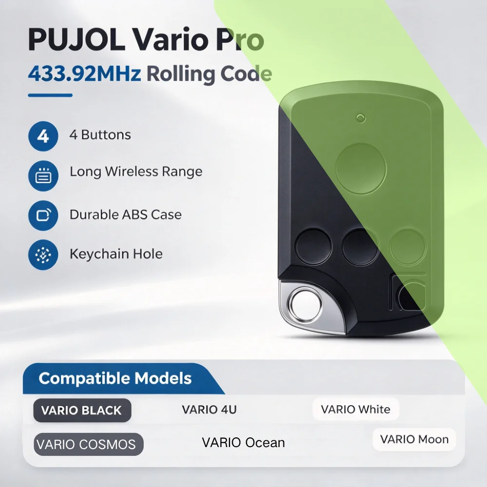 PUJOL VARIO PRO 433.92MHz 4 Buttons Rolling Code Garage Gate Remote Control Replacement Transmitter